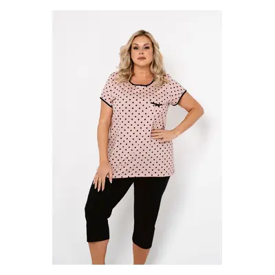 Women's pyjamas Bonilla, short sleeves, 3/4 leg - print/black