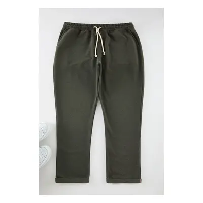 Trendyol Khaki Plus Size Regular Cut Textured Sweatpants