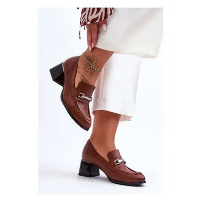 Comfortable leather pumps brown damira