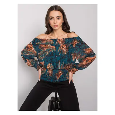 Marine brown lady's blouse with Nanterre patterns