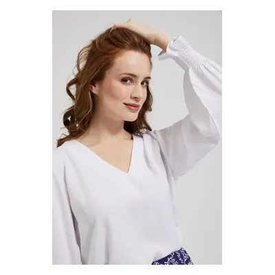 Women's blouse with lace on the back MOODO - white