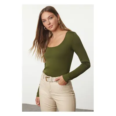 Trendyol Khaki Basic Pool Neck Knitwear Sweater