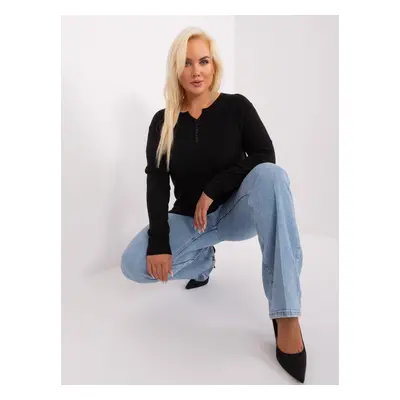 Black women's plus size sweater with viscose