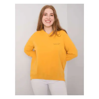 Yellow V-size sweatshirt with a V-neck.