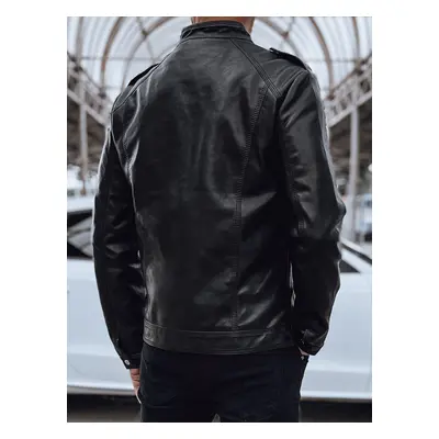 Men's leather jacket black Dstreet