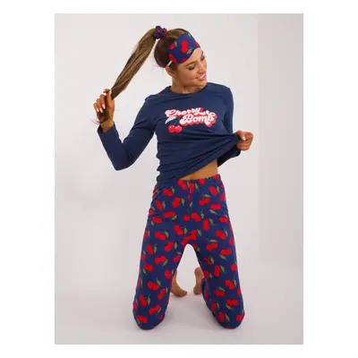 Navy blue women's pajamas with inscription