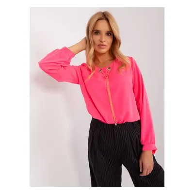 Fluo pink formal blouse with long sleeves