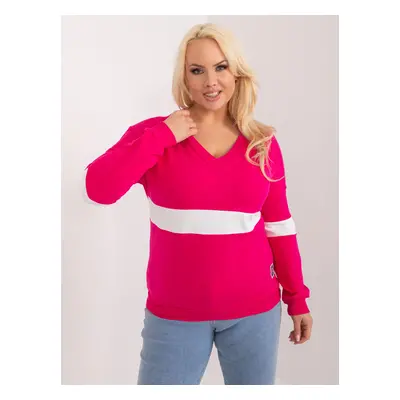 Plus-size fuchsia blouse with long sleeves