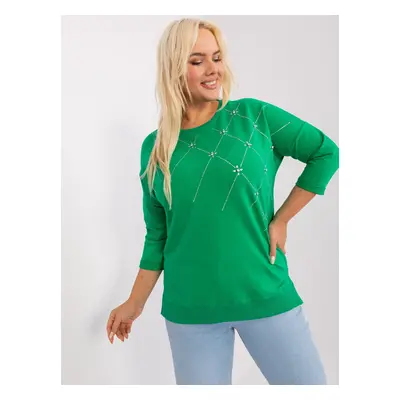 Plus size green cotton blouse