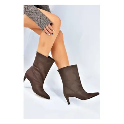 Fox Shoes Women's Brown Suede Short Heeled Boots