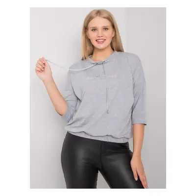 Grey melange cotton plus blouse sizes with patch