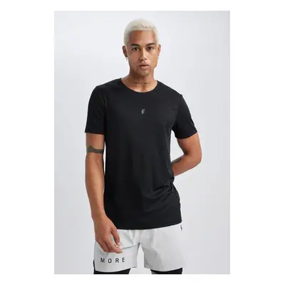 DEFACTO Fit Slim Fit Crew Neck Printed Short Sleeve Sports T-Shirt