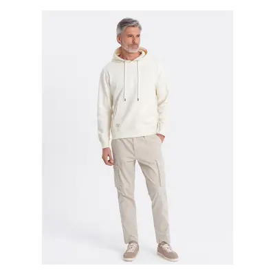 Ombre Men's kangaroo hooded sweatshirt - cream