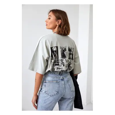 Loose women's cotton T-shirt gray