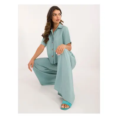 Mint two-piece summer set made of viscose