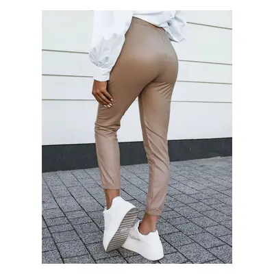 Women's waxed trousers BRIAL beige with drawstring Dstreet