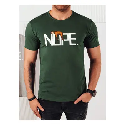 Men's T-shirt with print, green Dstreet