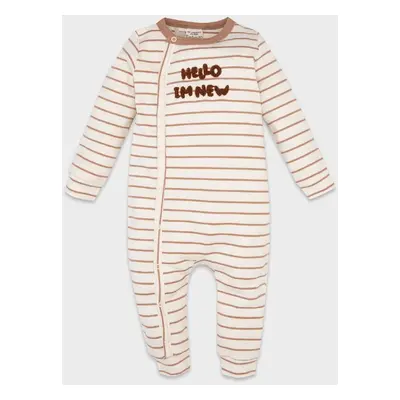 DEFACTO Baby Boy Newborn Striped Ribbed Camisole Long Sleeve Jumpsuit