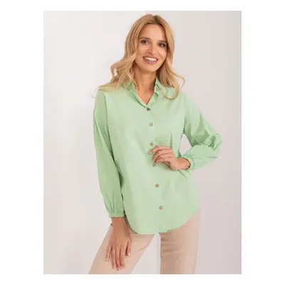 Pistachio oversize shirt with button fastening