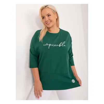 Dark green plus size blouse with inscription