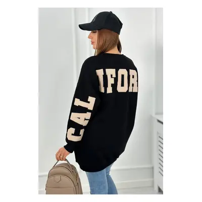 Insulated sweatshirt with California lettering black