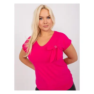 Fuchsia women's plus size blouse with bow