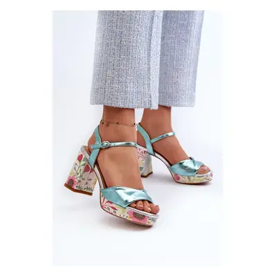 Women's Floral High Heeled Sandals D&A Blue