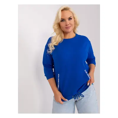 Plus size cobalt blue blouse with drawstrings