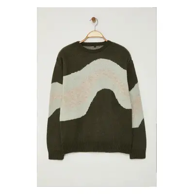 Trendyol Green Regular Crew Neck Ethnic Knitwear Sweater