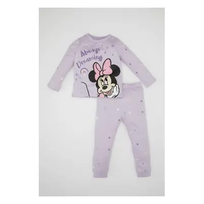 DEFACTO Baby Girl Disney Mickey & Minnie Long Sleeve Top Long Bottom Cotton Pajama Set