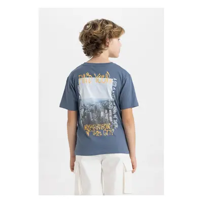 DEFACTO Boy's Crew Neck Back Printed Short Sleeve T-Shirt