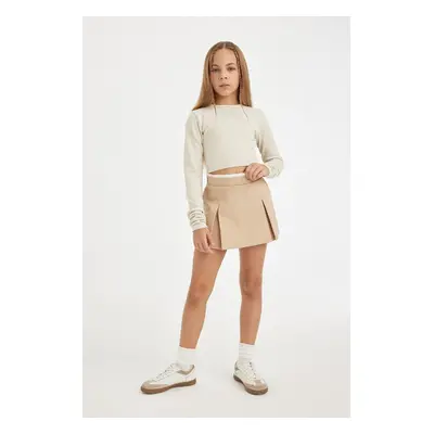 DEFACTO Girl's Elastic Waist Detailed Gabardine Shorts Skirt