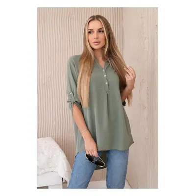 Women's blouse with a longer back - khaki