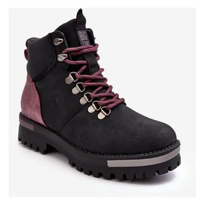 Black Big Star Lace-up Boots