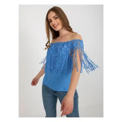 Lady's blue Spanish blouse with lace