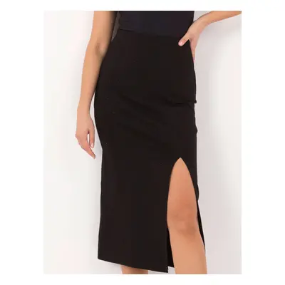 Black pencil skirt with slit