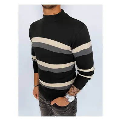 Men's Striped Turtleneck Black Dstreet