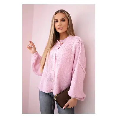 Wool sweater with decorative buttons light powder pink