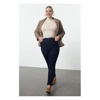 Trendyol Curve Dark Blue High Waist Plus Size Skinny Jeans