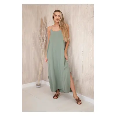 Long dress with straps light khaki