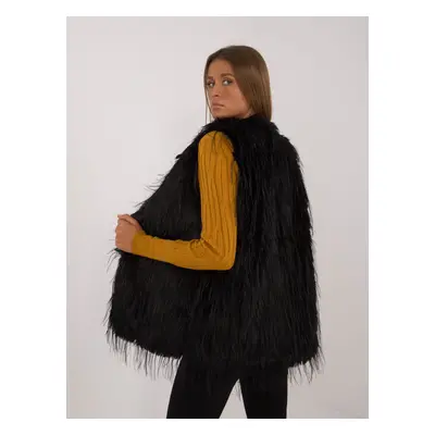 Black fur vest with lining