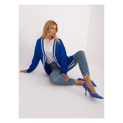 Women's cobalt blue cardigan with wool