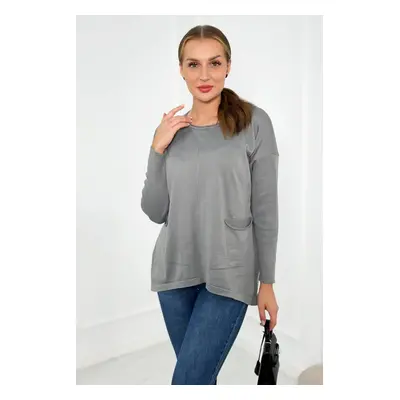 Sweater with front pockets grey