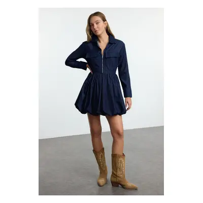 Trendyol Navy Blue Balloon Skirt Denim Dress