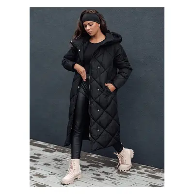 Women's winter quilted jacket with hood FEMACOAT black Dstreet