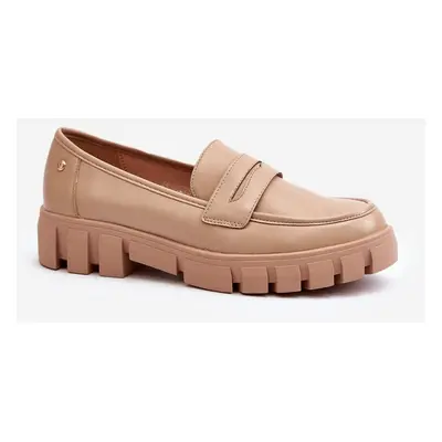 Women's loafers made of eco leather beige Seravisa