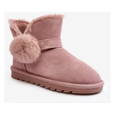 Women's suede snow boots with cutouts, pink Eraclio