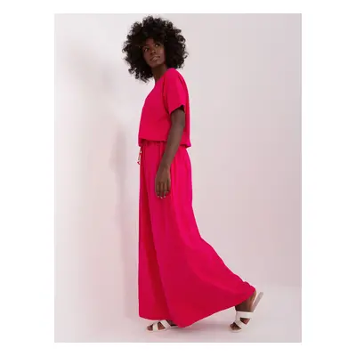 Basic fuchsia dress with short sleeves