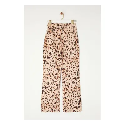 Trendyol Multicolored Animal Leopard Print High Waist Wide Leg Jeans