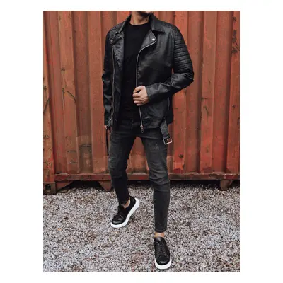 Men's leather jacket black Dstreet